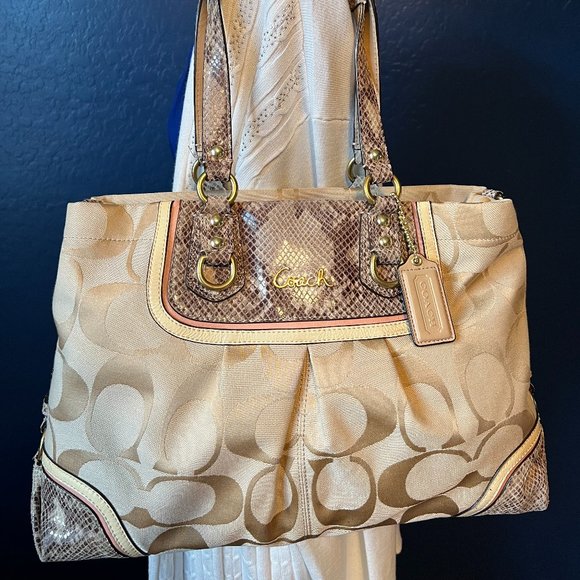 Coach Ashley Spectator Signature Snakeskin Shoulder Bag